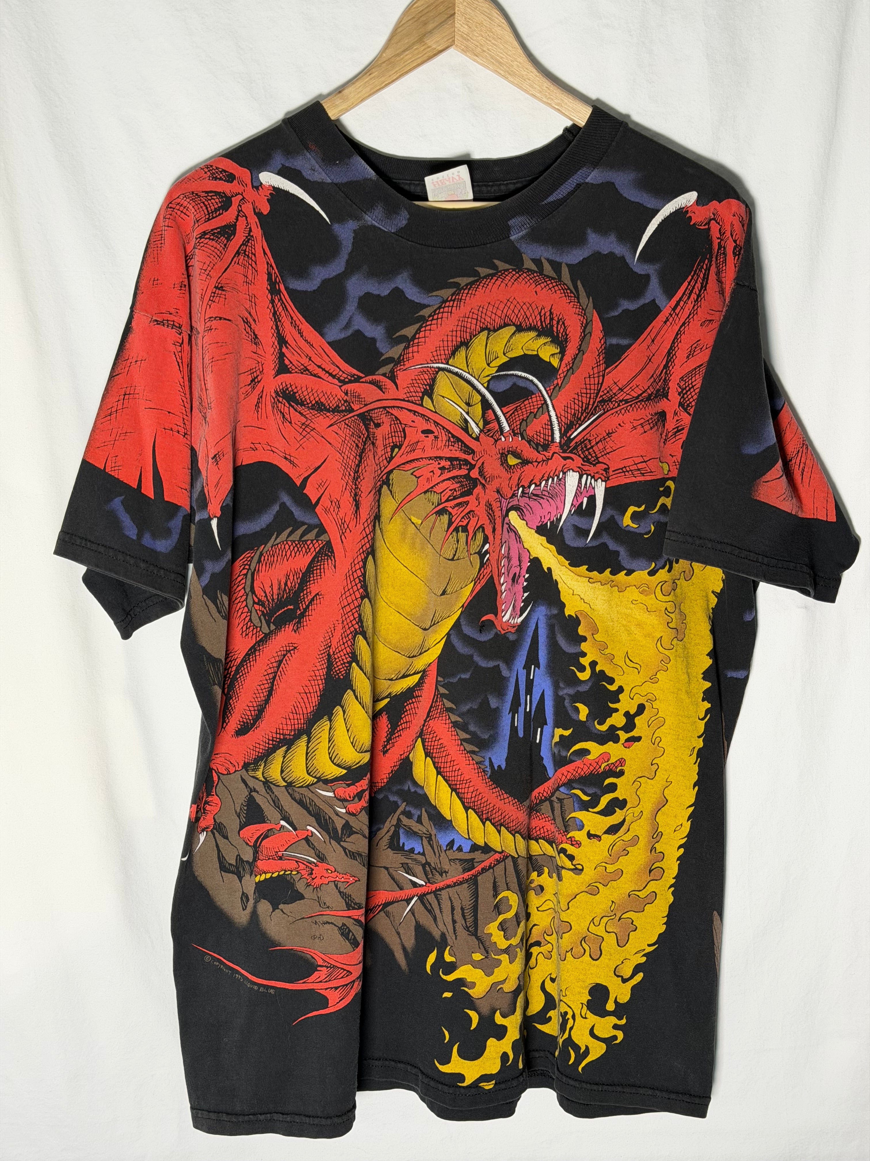 1993 Liquid Blue Tag DRAGON Knight AOP Shirt XL Single Stitch
