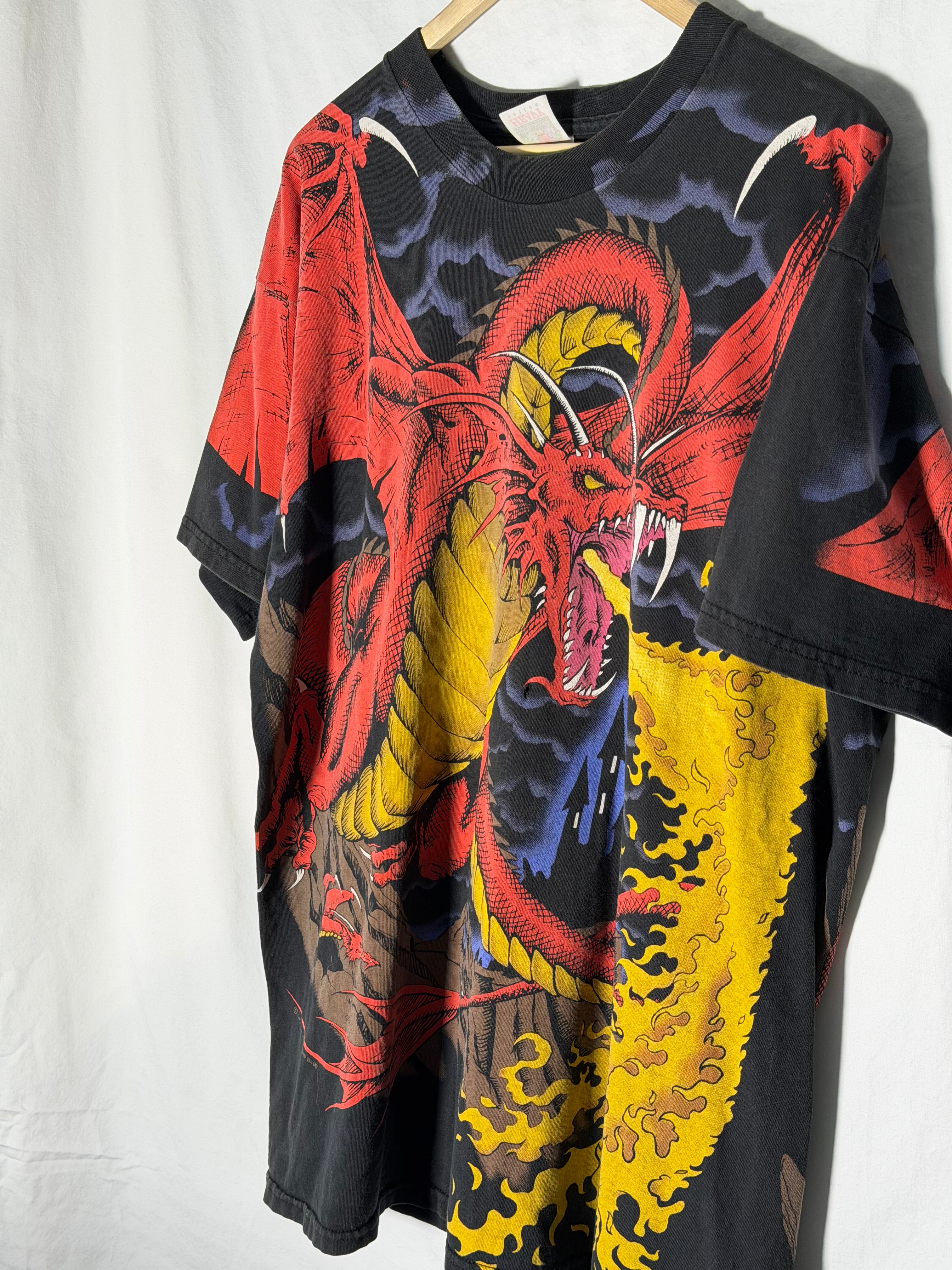 1993 Liquid Blue Tag DRAGON Knight AOP Shirt XL Single Stitch