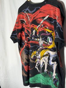 1993 Liquid Blue Tag DRAGON Knight AOP Shirt XL Single Stitch