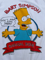 Load image into Gallery viewer, VIntage 1989 Bart Simpson Radical Dude White T-Shirt
