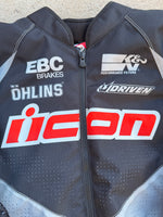 Load image into Gallery viewer, Black &amp; Red Icon Motorcycle Jacket with Pads
